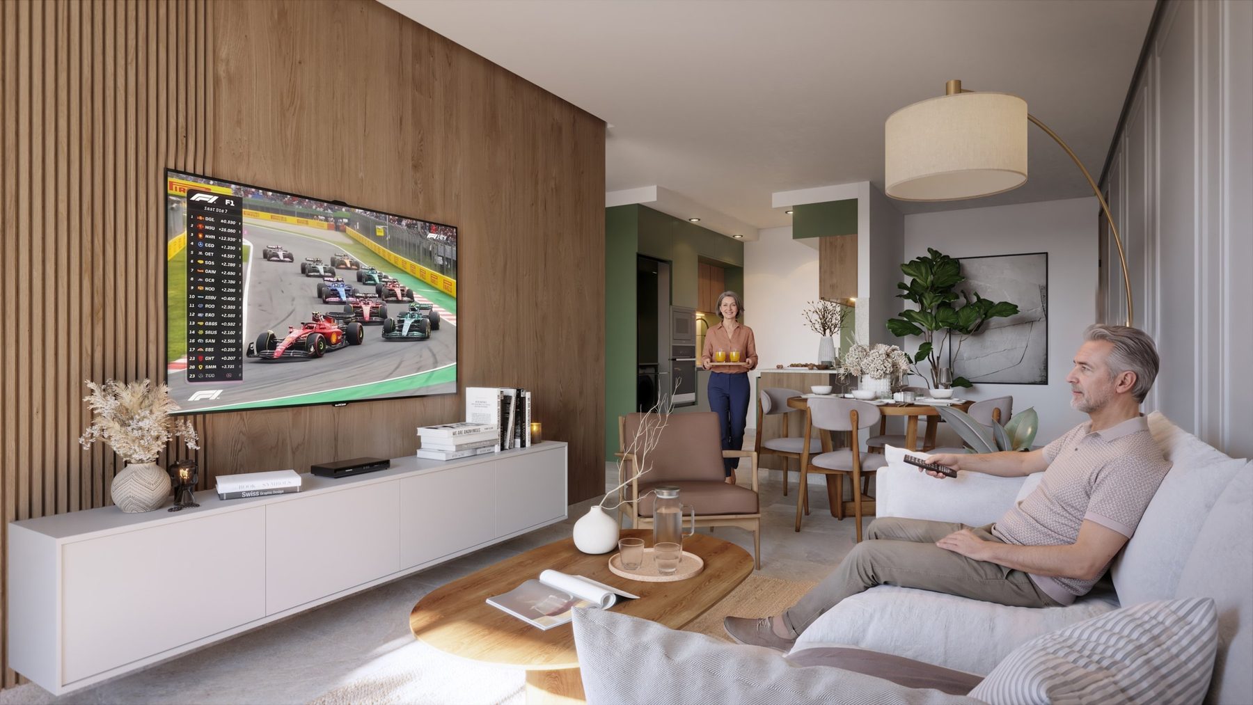 Living comedor de un departamento de Silver Living