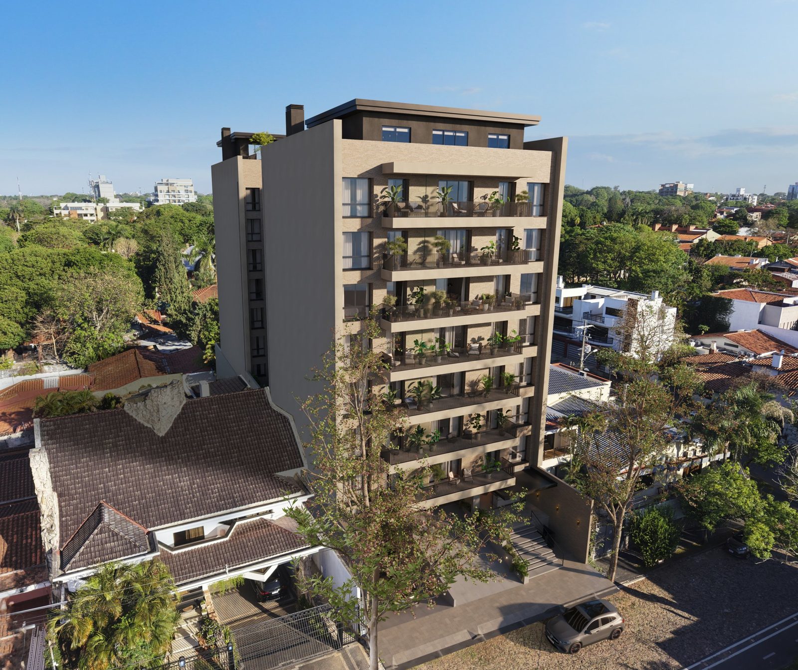 Vista aérea de Silver Living en Villa Morra